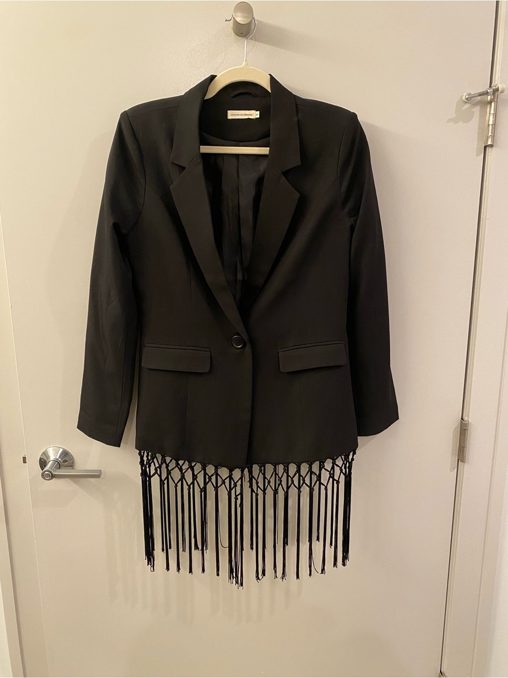 Women's Black Fringe Hem Blazer Jacket